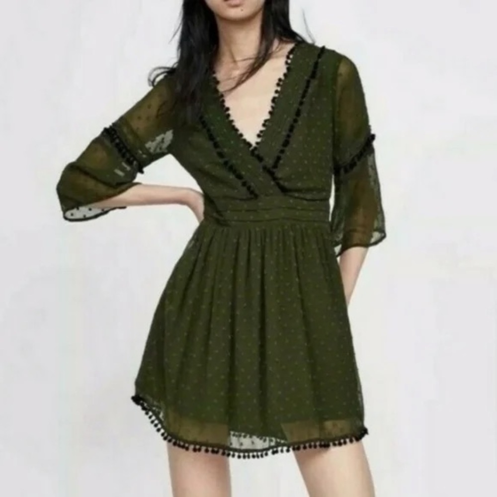 Zara Dark Green Long Sleeve Dress